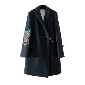 Zadig & Voltaire dark gray  Pea Coat with Multicolor Embroidery